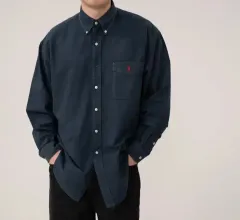 ポロ ネイビー コットン シャツ XL