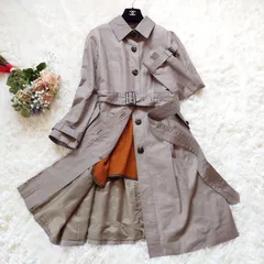 23区　トレンチコート　ステンカラーコート　ウール　ライナー付き　ベルト付き　美シルエット　Aライン　ビジネス　カジュアル　通勤　きれいめ　大きいサイズ　グレージュ　40 L　ライナー