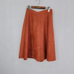 スウェード調 ロング スカート レディース フリーサイズ ウエスト後ろゴム