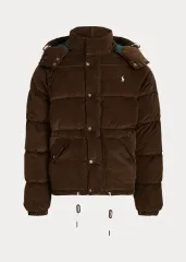 (S)ポロ ラルフローレン コーデュロイ 袖 フード 取り外し コンバーチブル ダックダウン ダウンフィル ダウン