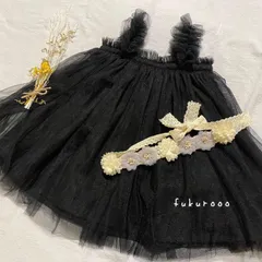 ベビードレス　チュールワンピース　女の子　ハーフバースデー　70　黒　ブラック　衣装　記念写真