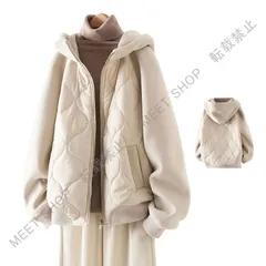 新品未使用 送料無料 コート アウター レディース ジャケット キルティング 切替 中綿 オーバー ゆったり フード付き 冬 長袖 厚手 CZW1207P542