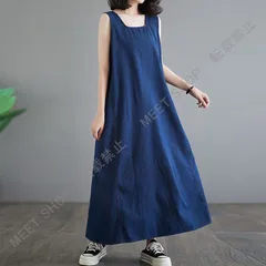 新品未使用 ロングワンピース ジャンパースカート 重ね着 ノースリブ デニム オフィス通勤 大きいサイズ 無地 カジュアル シンプル 普段着 日常 レディースファッション 20代 30代 40代 50代 60代 ワンピスター CZW1207P518