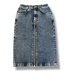 参考上代41800円 未使用品 JOHN LAWRENCE SULLIVAN Washed denim zipped skirt ウォッシュドデニムジップスカート ミドル丈 ジョンローレンスサリバン JLSW-51 インディゴのサムネイル
