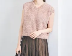 UNITED　ARROWS　ユナイテッドアローズ　24AW　1518-699-1862　グリッターラメ ノースリーブ ニットベスト　ピンク