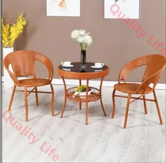 ガーデンテーブルセット ラタン調 屋外家具 3点セット 防水 高級 テーブル チェア 組立簡単 耐荷重150KG 耐水 耐熱 耐日光 コンパクト ベランダ テーブルセット ガーデニング/ベランダ/庭/室外用