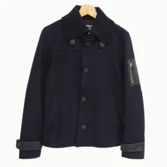 美品◇London Tradition×JOURNAL STANDARD ウールジャケット牛革パーツ ダークネイビー ジャーナルスタンダード×ロンドントラディション