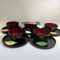 【未使用品】お椀　盆　箸　小皿　5客セット　どっしり椀　正和漆器産業　桂由美