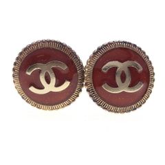  シャネル イヤリング ココマーク ブラウンレッド メタル