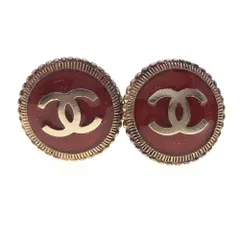  シャネル イヤリング ココマーク ブラウンレッド メタル