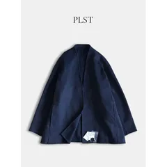 PLST ウールブレンド リバー ハーフコート ネイビー M 軽量 アウター ウールコート