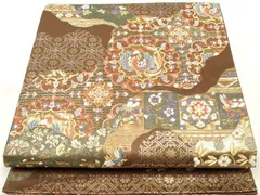 平和屋着物◎六通柄袋帯　唐織　蜀江鳳凰花文　金糸　正絹　逸品　DAAZ8548qa