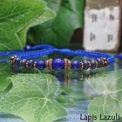 蒼き聖石『ラピスラズリ』ハンドメイドマクラメ編みブレスレット55