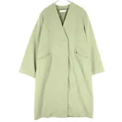 SENSE OF PLACE センスオブプレイス ウール混 長袖 ノーカラー ロングコート F グリーン系 レディース 古着