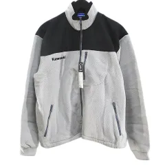 【中古】未使用品 カワサキ Kawasaki フリース ジャケット F 灰系 グレー 切替 ジップアップ 刺繍 タグ付 メンズ カワサキ Kawasaki フリース ジャケット F 灰系 グレー 切替 ジップ