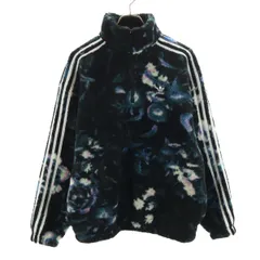 美品 adidas Originals アディダスオリジナルス フラワー柄 フリースジャケット M ブラック レディース 古着