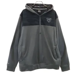 UNDER ARMOUR アンダーアーマー 野球 長袖 ハーフジップ パーカー LG グレー BASEBALL メンズ 古着