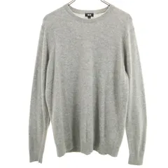 UNIQLO ユニクロ カシミヤ100％ 長袖 クルーネック セーター L グレー系 ニット メンズ 古着