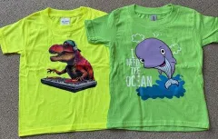 【90cm】新品 アメリカ輸入 ベビーTシャツ2枚セット 蛍光カラー 恐竜 クジラ