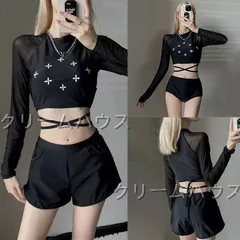 水着 レディース セパレート 三点セット 長袖 スポーツ風 高腰 スリム 温泉 泳衣