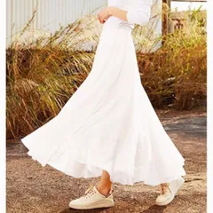 【新品・未使用】未使用 スカート チュールスカート マキシ ロングスカート フレアスカート ウエストゴム ボトムス ファッション 体型カバー レディース きれいめ カジュアル 春夏