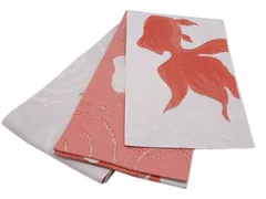 着物美人 送料込み  浴衣帯 長尺 日本製 半幅帯 細帯 四寸帯 夏帯 帯 浴衣帯白 半幅帯白 浴衣帯赤 半幅帯赤 浴衣帯金魚 半幅帯金魚 浴衣帯くすみ 半幅帯くすみ 浴衣半幅帯 浴衣帯女性 半幅帯女性 浴衣帯女の子 【白系 赤 金魚】m461717k7