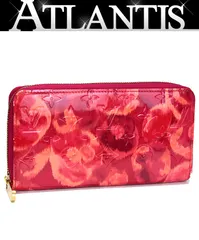 ルイヴィトン Louis Vuitton ジッピーウォレット ラウンドファスナー長財布 イカットフラワー ヴェルニ 赤系 M90020 【72810】