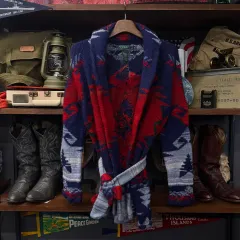 ローレン ラルフローレン by ポロ ナバホ パータン ベルト付き ショールカラー ニット カーディガン N45