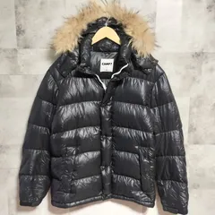 【美品】CAMP7　3way ファー付 ダウンジャケット　XLサイズ　ブラック 黒色　ファー部分 天然毛皮　ダブルファスナー　光沢感　グランジ　Y2K　平成　Archive アーカイブ　ダウン90%