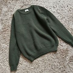 WILLIAM LOCKIE メリノウール クルーネックセーター M〜L相当 カーキ