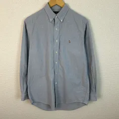 Ralph Lauren ラルフローレン 長袖 シャツ ボタンダウン ロゴ刺繍 ブルー 39-82 メンズ 古着 アメカジ ストリート