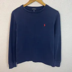 POLO RALPH LAUREN ポロラルフローレン Tシャツ ロンT サーマル ワンポイントロゴ ネイビー M(10-12)サイズ レディース 古着 アメカジ シンプル