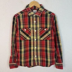 HOUSTON ヒューストン ネルシャツ 長袖 シャツ チェック柄 レッド Mサイズ メンズ 古着 アメカジ ワーク系