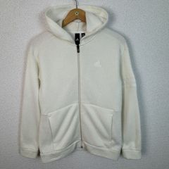 adidas アディダス パーカー ジップアップ ロゴプリント ホワイト Mサイズ メンズ 古着 スポーツMIX テック系