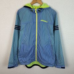 adidas NEO アディダスネオ パーカー 総柄 ストライプ ブルー XO メンズ 古着 スポーツMIX ストリート