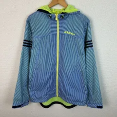 adidas NEO アディダスネオ パーカー 総柄 ストライプ ブルー XO メンズ 古着 スポーツMIX ストリート