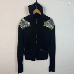激レア95AW　JPG アーカイブジャンポールゴルチエ ニット パーカー フーディー 総柄 ブラック 48サイズ レディース 古着 モード Y2K