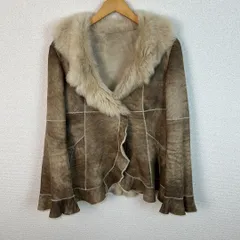 MOUNT LEVEL マウントレベル フェイクムートンコート ジャケット 無地 ブラウン 11サイズ レディース 古着 アメカジ ストリート