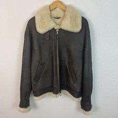 ムートンジャケット フライトジャケット B-3 無地 ダークブラウン Mサイズ メンズ 古着 アメカジ ミリタリー