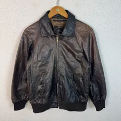 JUN ジュン レザージャケット ブルゾン 無地 ダークブラウン Mサイズ メンズ 古着 渋カジ アメカジ