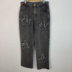 デニム パンツ ジーンズ 星柄 パッチワーク ブラック ブラックデニム　レディース 古着 Y2K ストリート