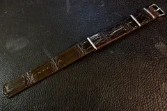 ◆クロコ ダイル NATO G10 Strap◆本 クロコダイル ダークチョコ カスタムオーダー(ラグ幅/バックルカラー) 受注生産(納期10日前後) ワニ革 腕時計ベルト アリゲーター