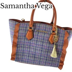 【美品】Samantha Vega サマンサヴェガ サマンサベガ フラッター ハンドバッグ チェック柄 ブルー ブラウン レディース