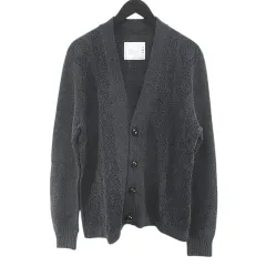 サカイ sacai 13-00483M 483 長袖 カーディガン ニット 3 灰系 グレー フロッキープリント 毛 ウール 総柄