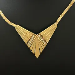 【良品】Christian Dior　ディオール　ヴィンテージ ネックレス ゴールド×クリアストーン デザインジュエリー　1207001