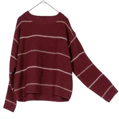 F SonnyLabel / サニーレーベル 【美品】 ウール混 柔らか細ボーダーセーター ニットトップス 暖色系 レッド 長袖 秋冬 S934 2306E0372のサムネイル