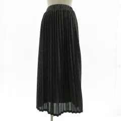 ローリーズファーム LOWRYS FARM スカート プリーツ ロング ウエストゴム ラメ ウエストゴム ブラック 黒 シルバー F