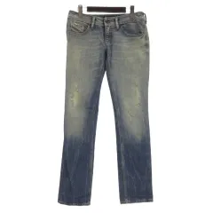 ディーゼル DIESEL LOWKY デニム パンツ ジーンズ ストレート ダメージ加工 コットン インディゴ W27 ■ECT
