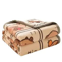 ★注目商品★タオルケット 毛布 シングル【多用途・可愛い・丸洗い】 掛け布団 シングル 着る毛布 両面用 肌に優しい 柔らかい ふんわり 通気性 吸湿速乾 抗菌防臭 洗濯可能 冷房対策 四季兼用 (カピバラ, 150*200cm)
