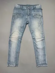 34 BALMAIN ライトブルー バイカーデニム デニム